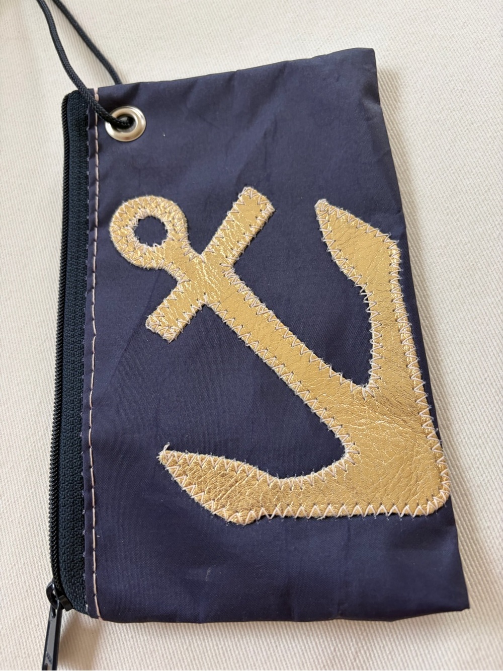 Navy and Gold Anchor Wristlet Clutch